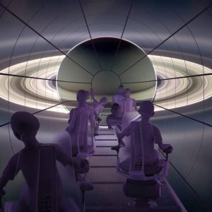 Concept Image: Computer-generated persons enjoy a planetarium-type exhibit.