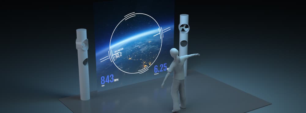 Concept Image: Computer generated person operates the Galactic Flyer.