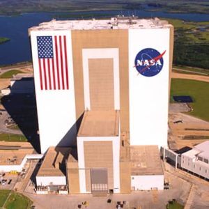 Picture of the Vehicle Assembly Building (VAB) at Kennedy Space Center in Florida.